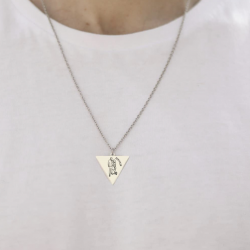 925 Ayar Gümüş  Üçgen Çizgisel Unisex Kolye