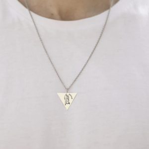 925 Ayar Gümüş  Üçgen Çizgisel Unisex Kolye