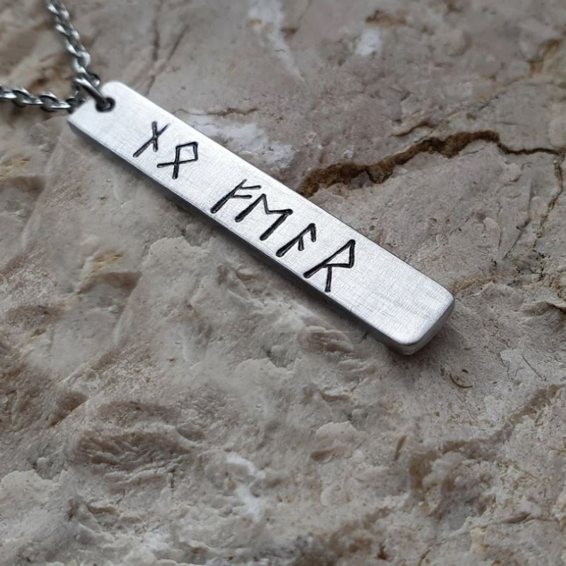 925 Ayar Gümüş Viking Alfabesi Kolye 