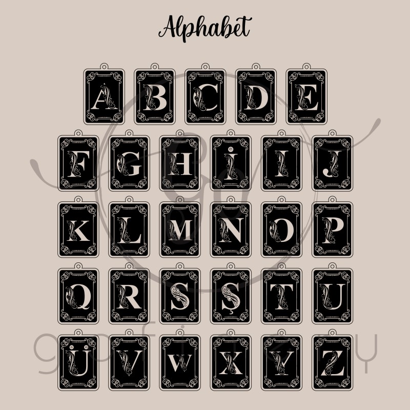 925 Ayar Gümüş Vintage Harf Kolye