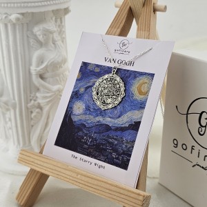 925 Ayar Gümüş Yıldızlı Gece Kolye (Çerçeve Görünümlü)